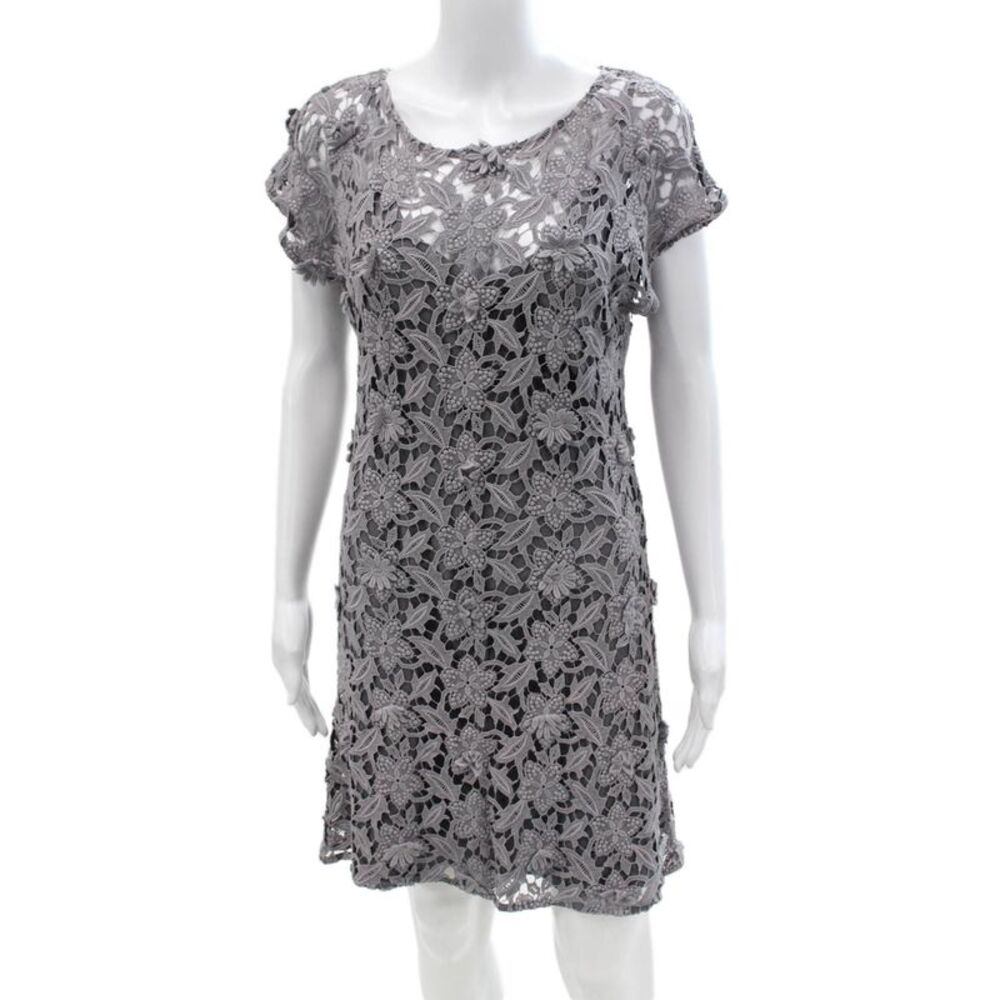 Christopher Deane Women's Lace Lined Sleeveless Mini Dress Gray Size S